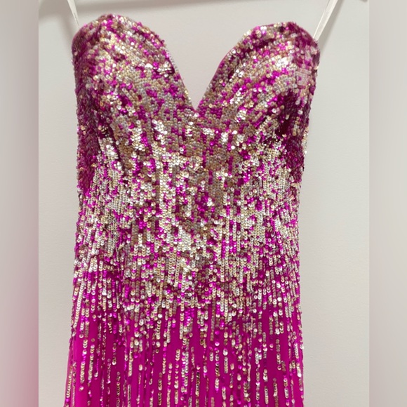 Sherri Hill Pink Fuchsia Strapless Sequin
Prom Dress - Picture 2 of 9